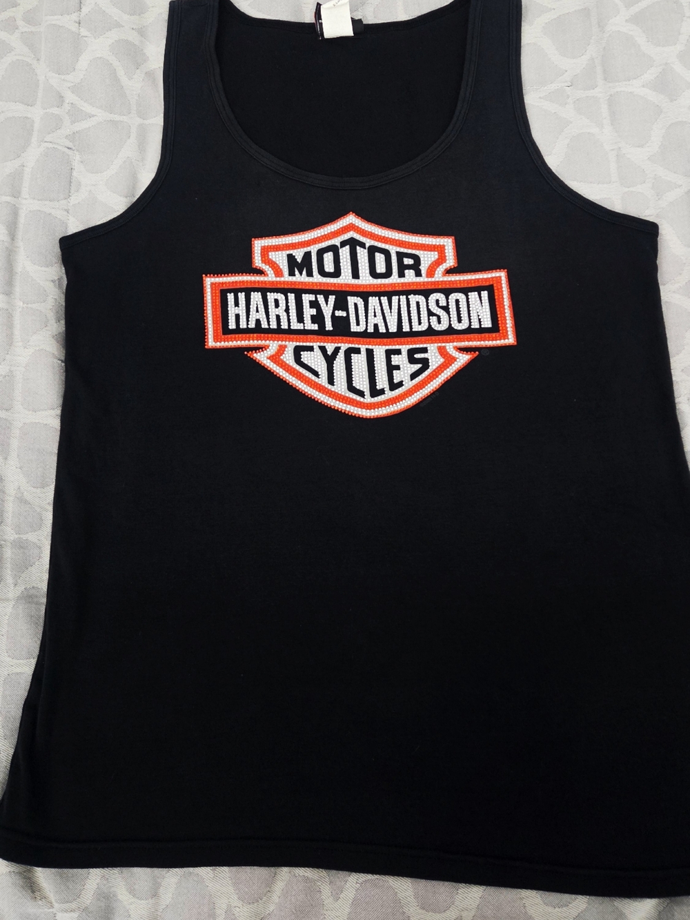Harley-Davidson Black Tank Top with Orange & White Shield Logo